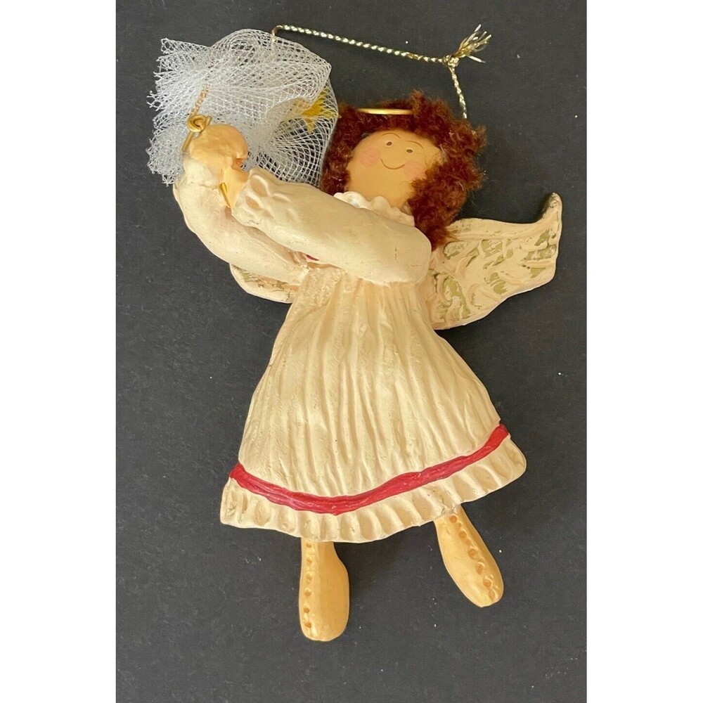 Kurt Adler Angel with Halo Holding Net Resin Ornament